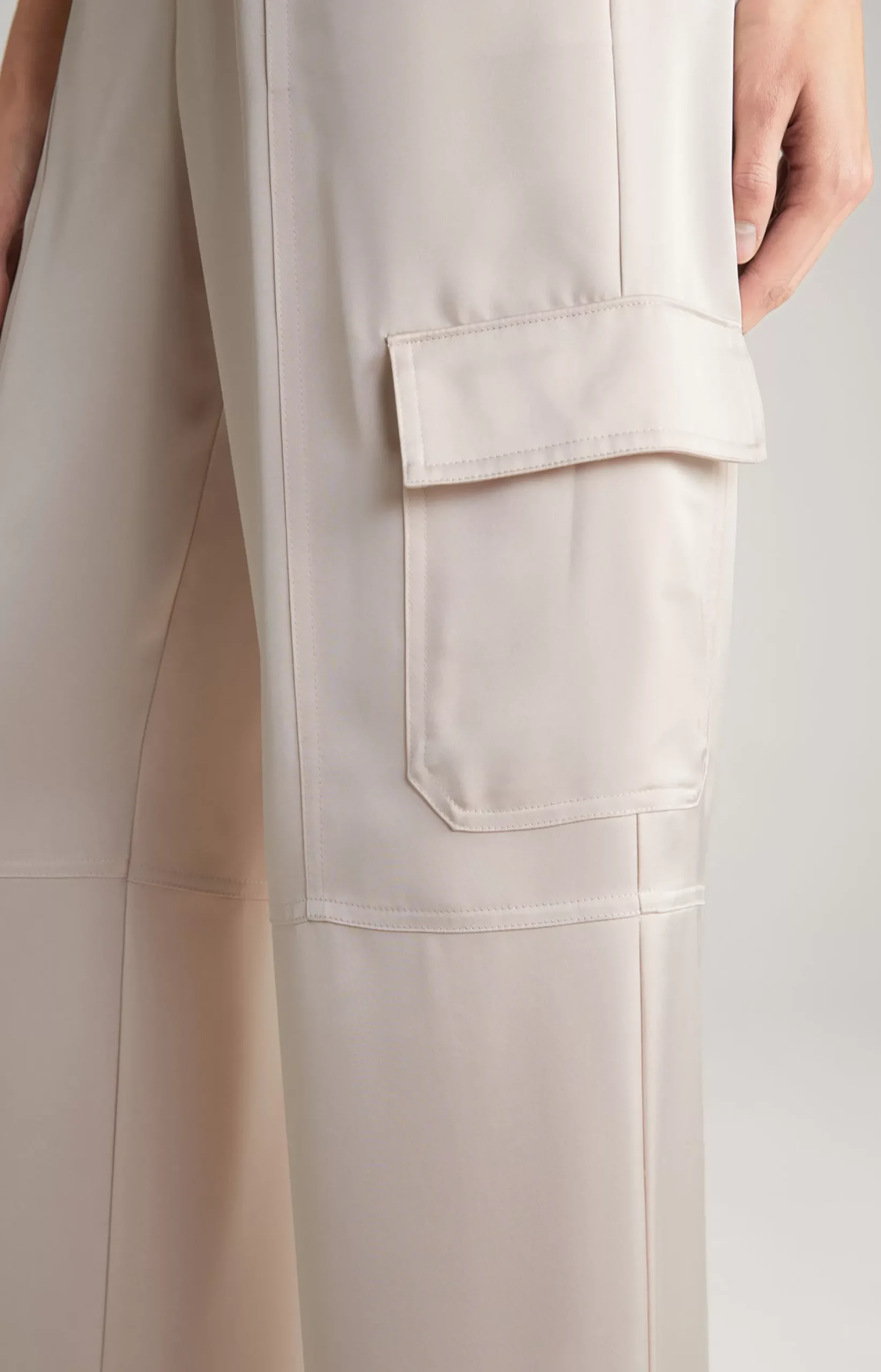 Best JOOP! Satin Cargo Trousers in Pale Pink beige