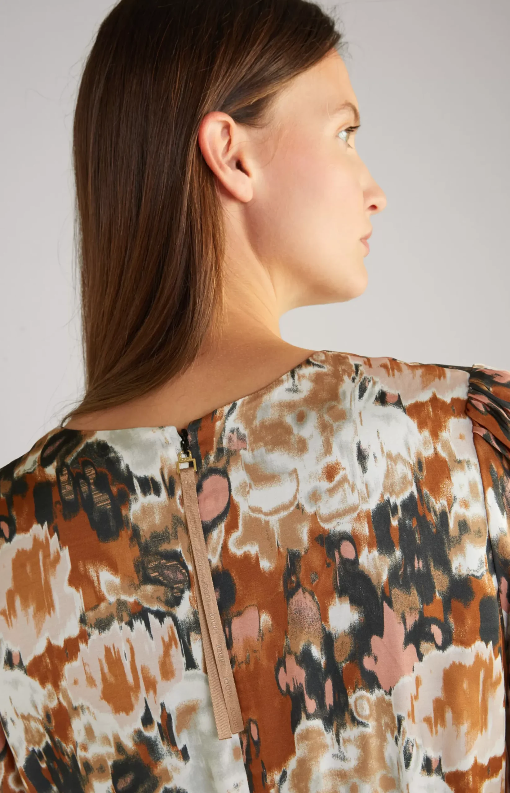 Outlet JOOP! Satin Dress in a Brown/Black/Ecru Pattern brown/black/ecru patterned