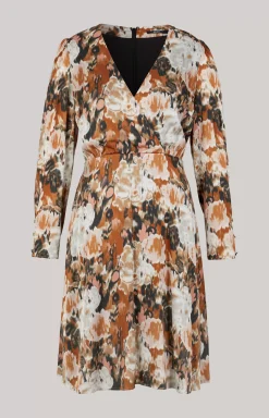 Outlet JOOP! Satin Dress in a Brown/Black/Ecru Pattern brown/black/ecru patterned