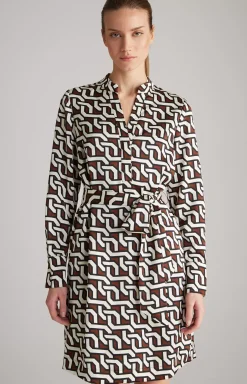New JOOP! Satin Dress in a Pattern brown/cream/black