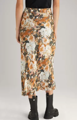 Clearance JOOP! Satin Skirt in a Brown/Black/Ecru Pattern brown/black/ecru patterned
