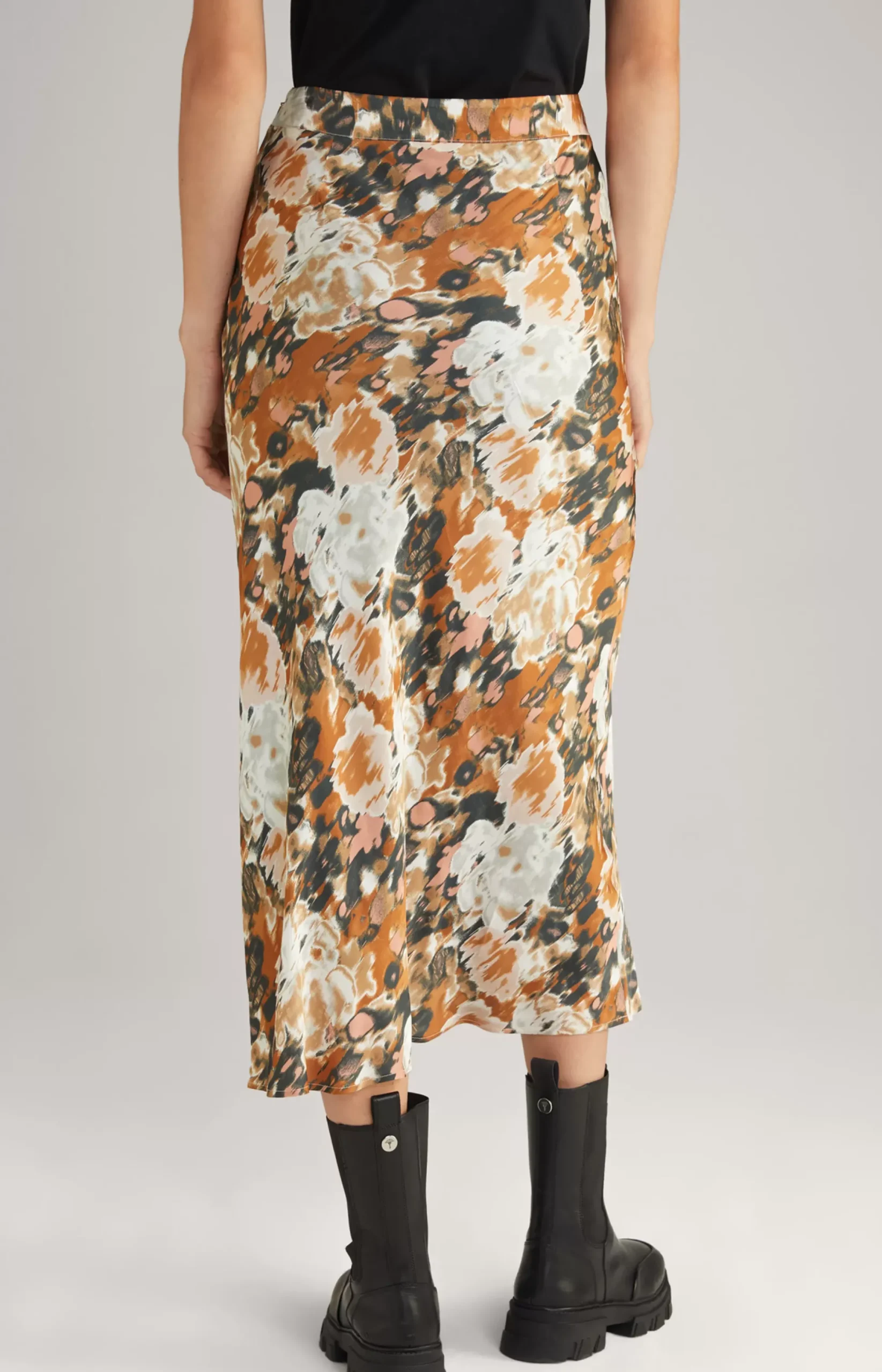 Clearance JOOP! Satin Skirt in a Brown/Black/Ecru Pattern brown/black/ecru patterned