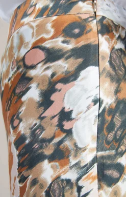 Clearance JOOP! Satin Skirt in a Brown/Black/Ecru Pattern brown/black/ecru patterned