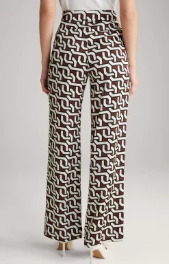 Hot JOOP! Satin Trousers in a Pattern brown/cream/black