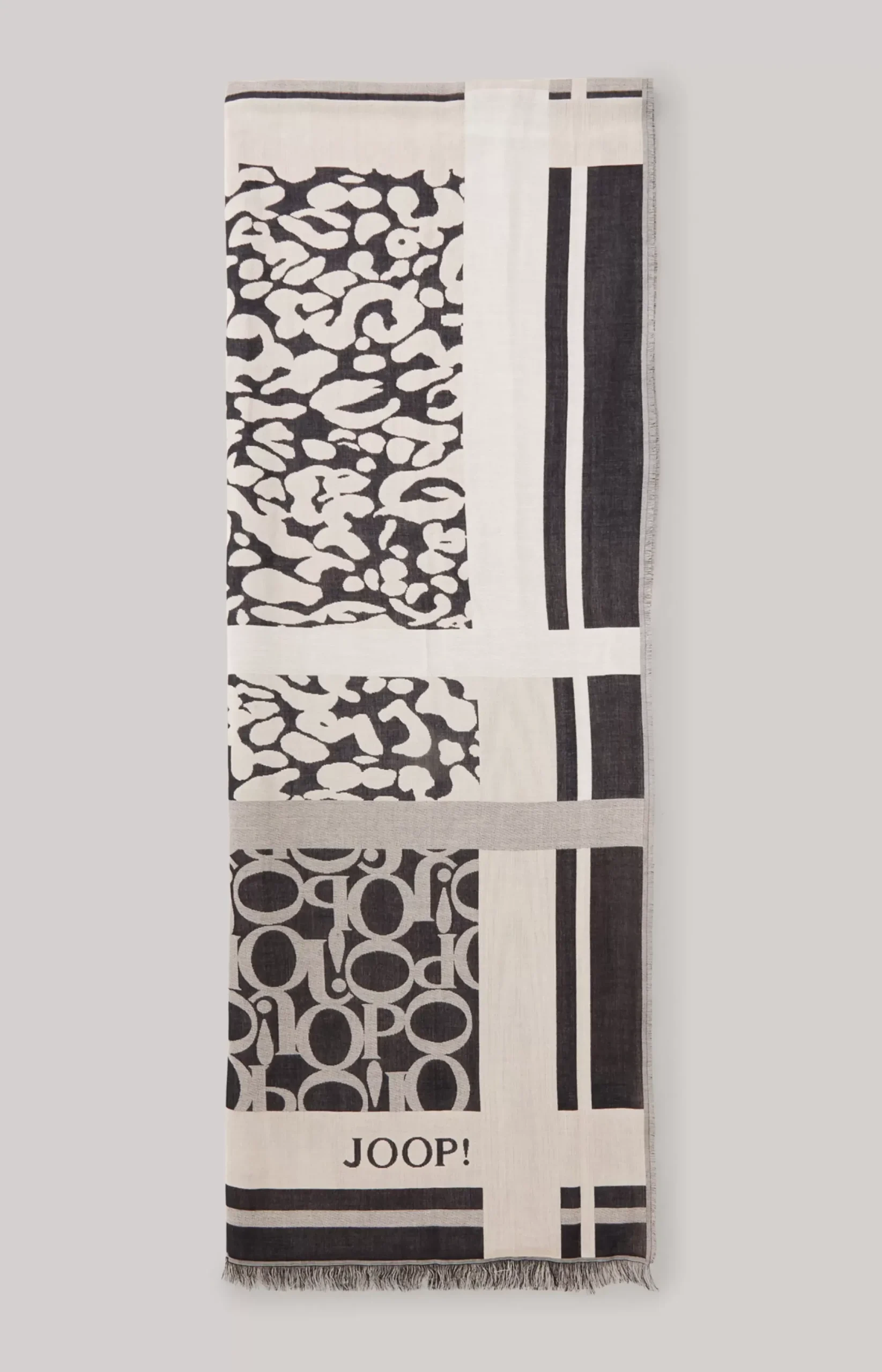 Hot JOOP! Scarf in an Anthracite/ Pattern ecru