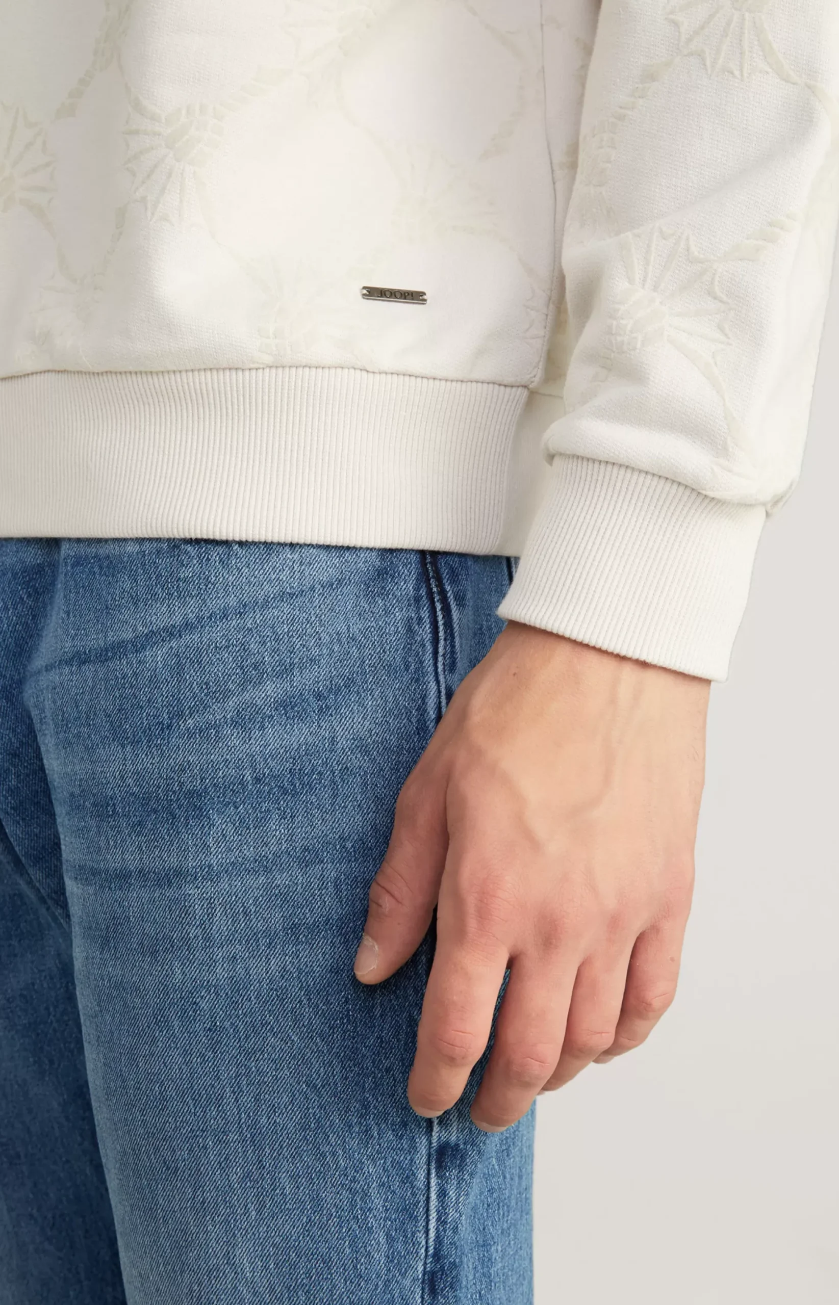 New JOOP! Tadeo Cotton Sweatshirt in Light Beige off-white