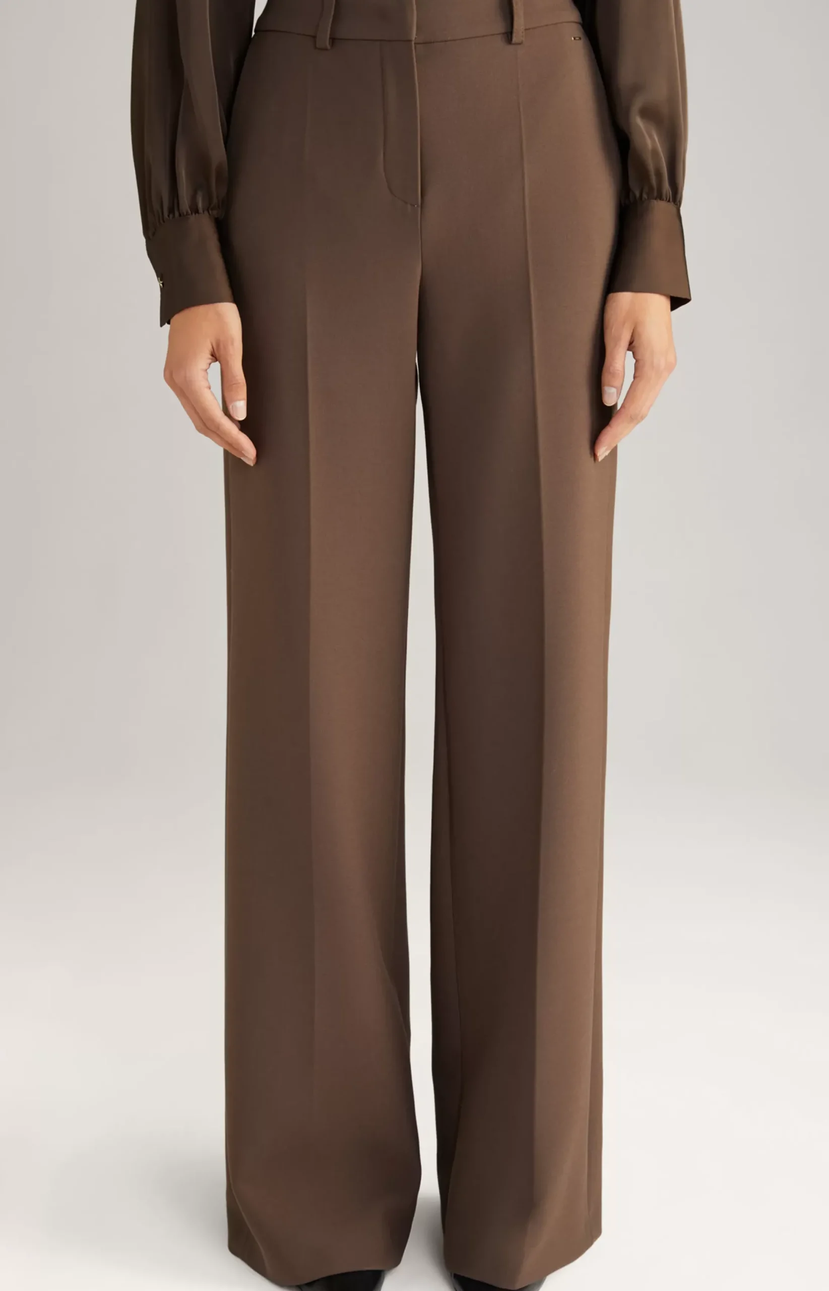 Sale JOOP! Trousers with Pressed Creases in dark brown