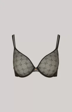New JOOP! Underwired bra with soft cups and lace in light grey melange/black