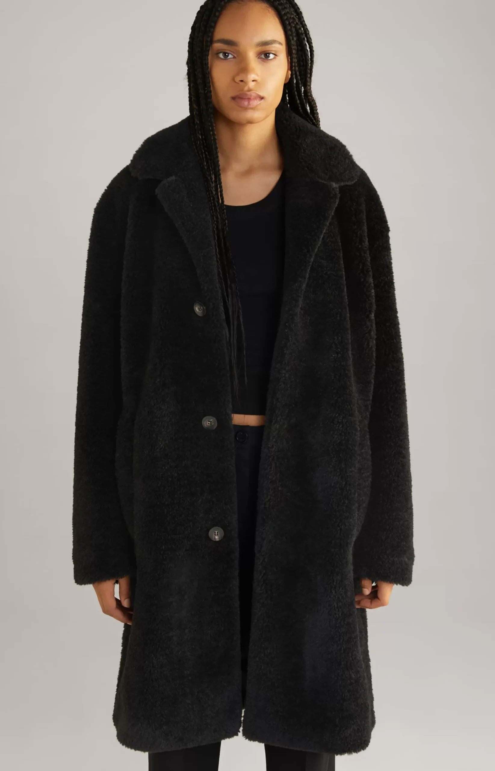 New JOOP! Unisex Teddy Fur Coat in black