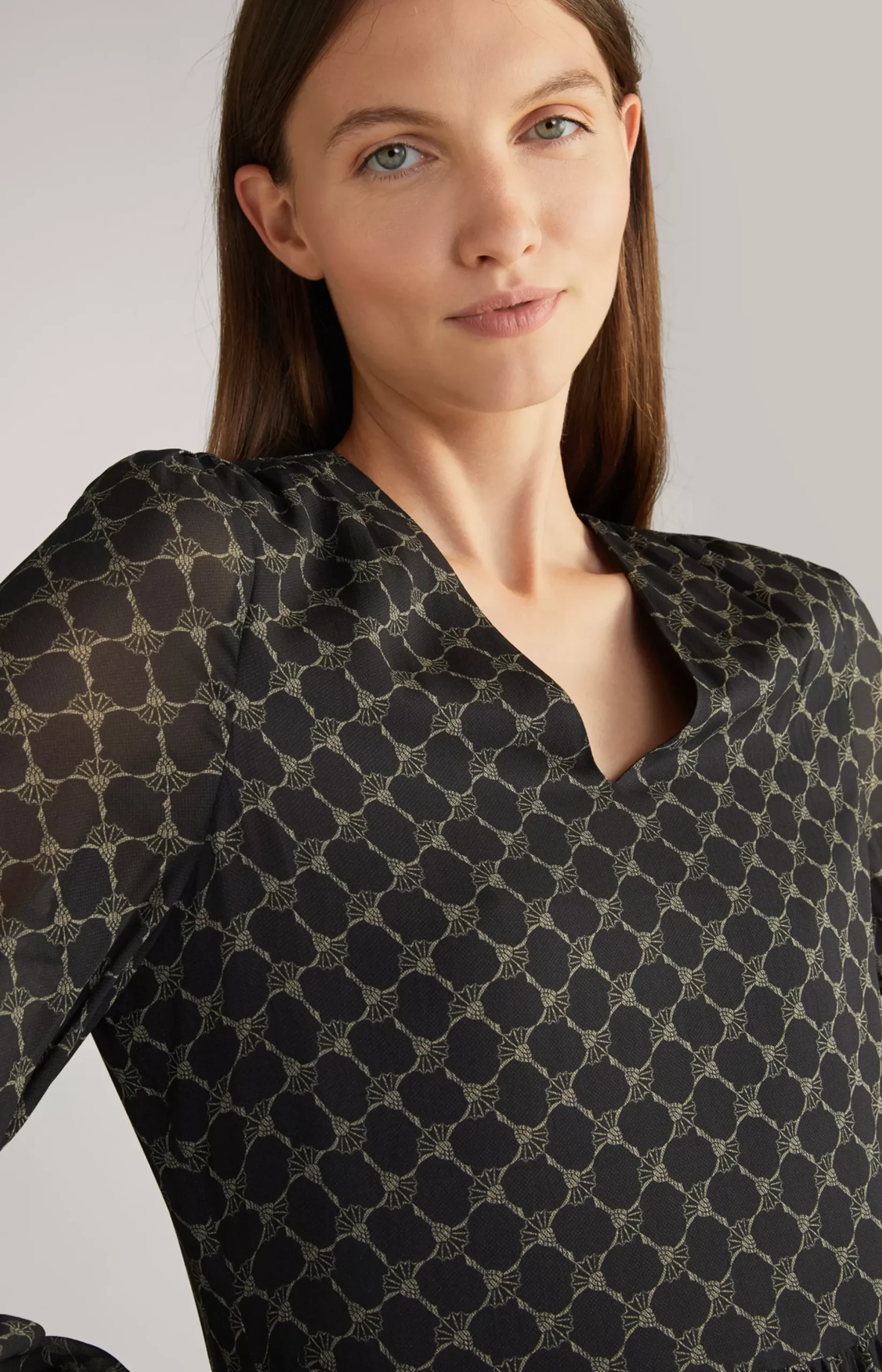 Clearance JOOP! Viscose Dress in a Black/Grey Pattern black/beige patterned