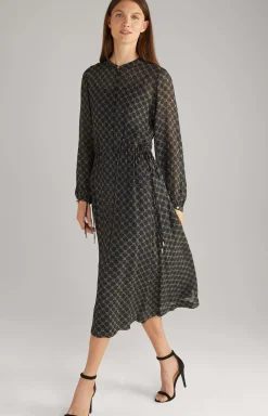 Outlet JOOP! Viscose Maxi Dress in a Black/Grey Pattern black/beige patterned