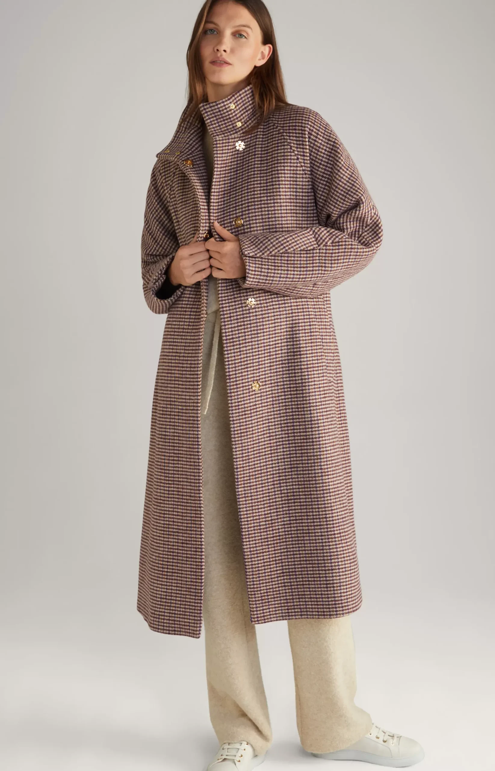 Outlet JOOP! Wool Blend Coat in ecru/purple
