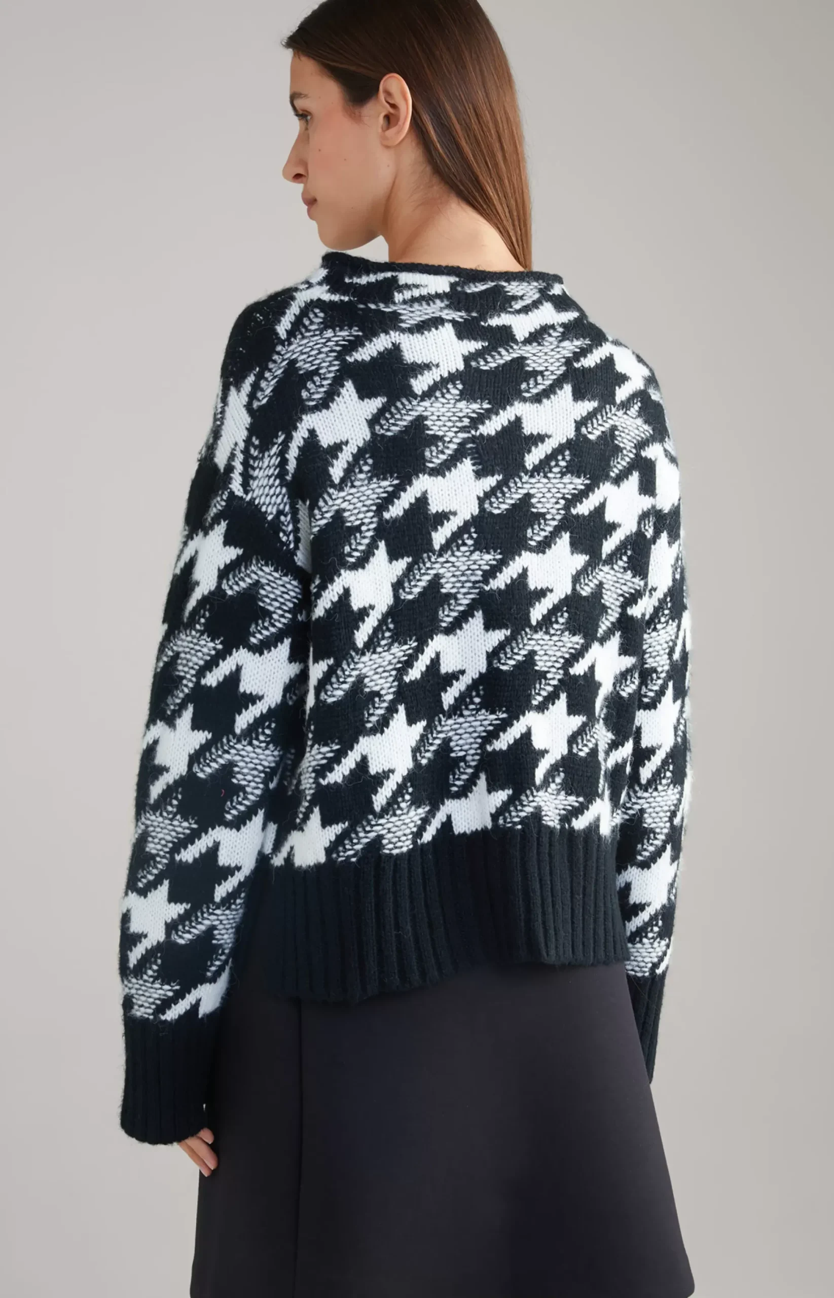 Best JOOP! Wool Blend Knitted Jumper in a Black and White Pattern black/white patterned