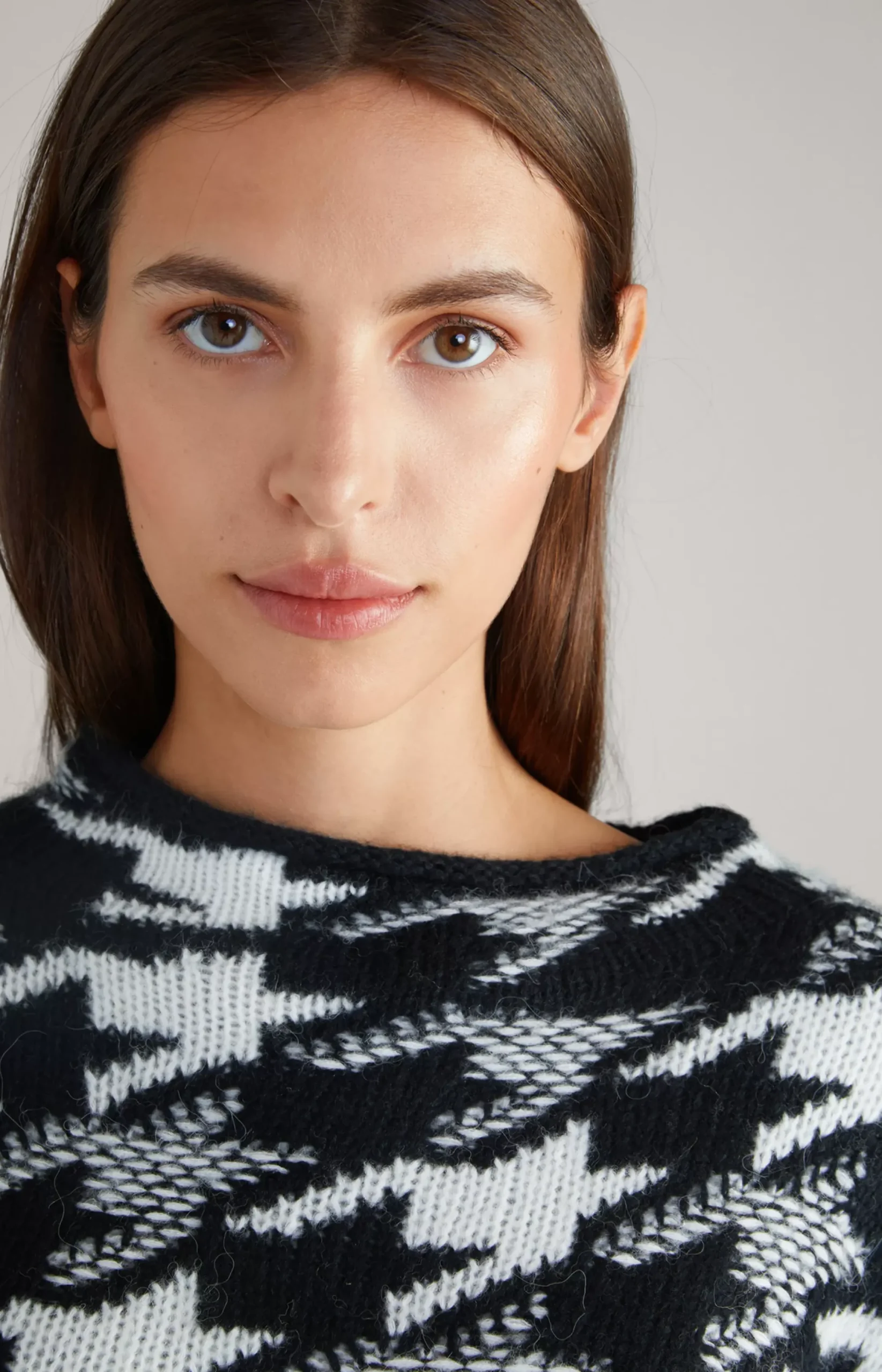 Best JOOP! Wool Blend Knitted Jumper in a Black and White Pattern black/white patterned