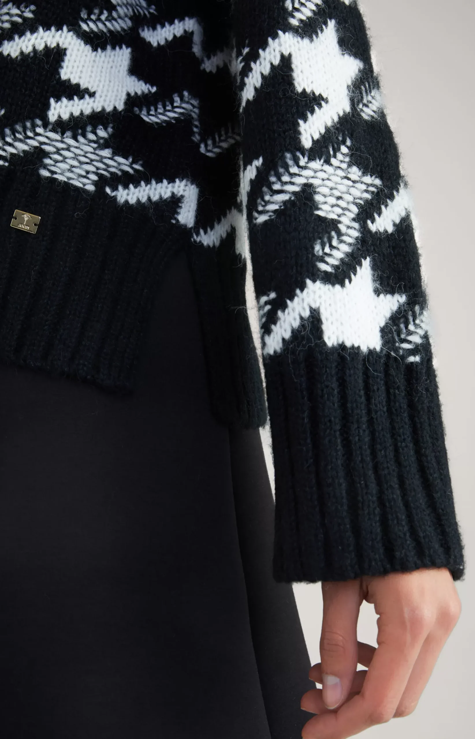Best JOOP! Wool Blend Knitted Jumper in a Black and White Pattern black/white patterned